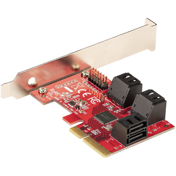 StarTech.com SATA PCIe-kort - 6-portars PCIe SATA-expansionskort - 6 Gbps - Lågprofilfäste - Staplade SATA-kontakter - ASM1166 Non-Raid - PCI Express till SATA-omvandlare