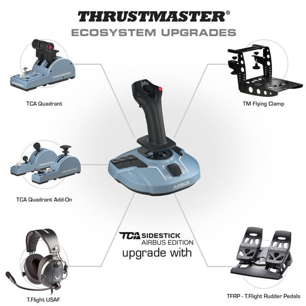 Thrustmaster TCA Quadrant Airbus Edition Sort, Blå USB Flysimulator Analog/digital PC