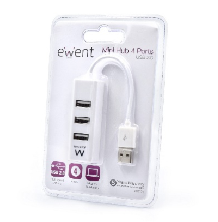Ewent EW1122 gränssnittshubbar USB 2.0 Vit