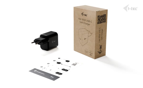 i-tec CHARGER-GAN65W mobiililaitteen laturi Universaali Musta AC Pikalataus Sisätila