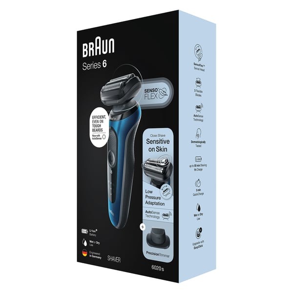 Braun Series 6 61-B1200s Folierakapparat Trimmer Svart, Blå