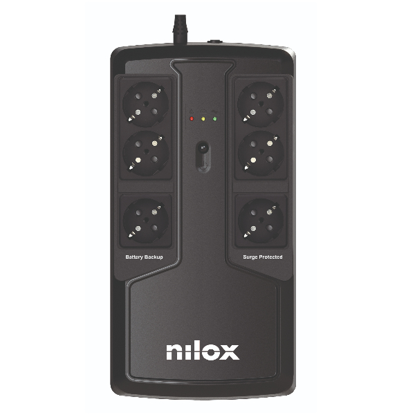 Nilox NXGCLIO8501X5V2 UPS-enhed Interaktivt indgangsstik 0,85 kVA 595 W 6 AC stikkontakt(er)