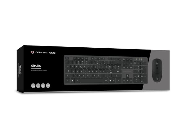 Conceptronic ORAZIO01IT tastatur Mus inkluderet Kontor RF trådløst QWERTY Italiensk Sort