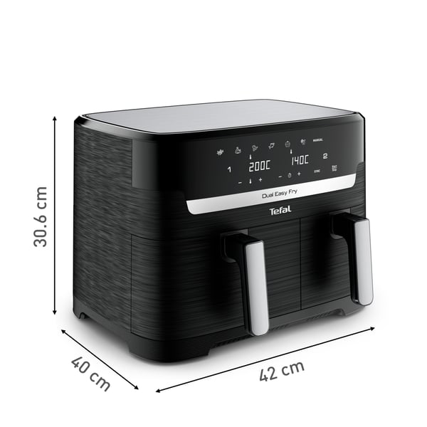 Tefal Dual Easy Fry & Grill EY9018 Kaksois 8,3 L Erillinen Kuumakiertoilmakypsennin Musta