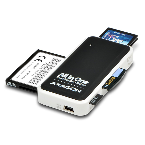Axagon CRE-X1 kortläsare USB 2.0 Svart, Vit