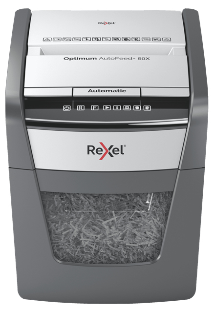 Rexel Optimum AutoFeed+ 50X Automatisk Dokumentförstörare Korsskärning