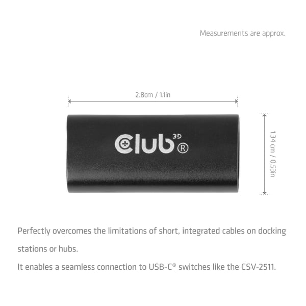CLUB3D CAC-2507 USB-kabel USB4 Gen 3x2 USB C 40 Gbit/sek. 240 W Sort