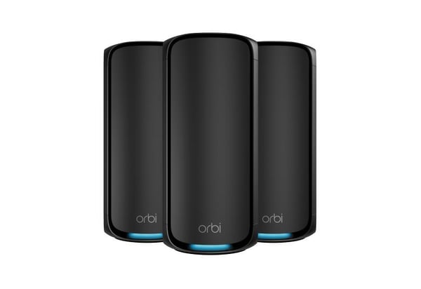 NETGEAR Orbi 970 Series Quad-Band WiFi 7, 3-Pack Quad-band (2.4 GHz / 5 GHz-1 / 5 GHz-2 / 6 GHz) Wi-Fi 6 (802.11ax) Svart Intern