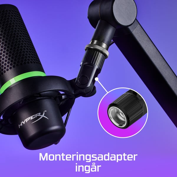 HyperX DuoCast – USB-mikrofon (svart) – RGB-belysning