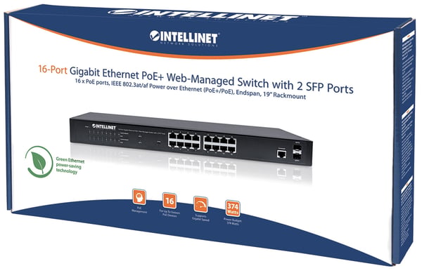 Intellinet 561198 verkkokytkin Hallittu L2+ Gigabit Ethernet (10/100/1000) Power over Ethernet -tuki 1U Musta