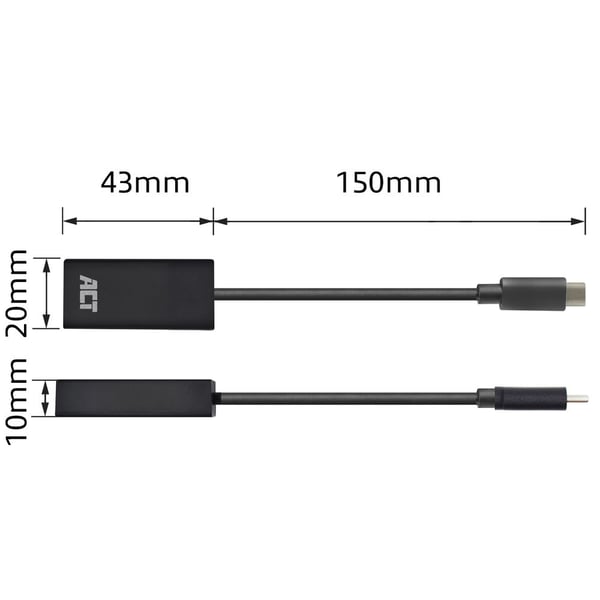 ACT AC7305 videokabeladapter 0,15 m USB Type-C HDMI Typ A (standard) Svart