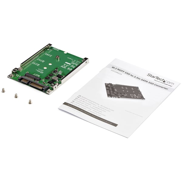 StarTech.com M.2 SATA SSD till 2,5-tums SATA-adapter, M.2 NGFF till SATA-omvandlare, fäste med öppen ram, 7 mm högt, M2-hårddiskadapter - ej kompatibel med NVMe