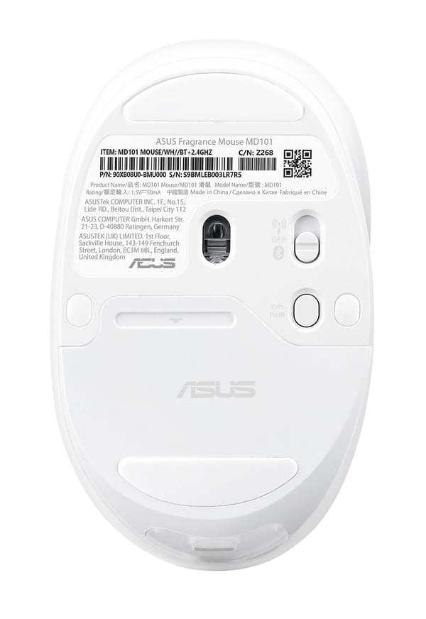 ASUS Fragrance Mouse MD101 hiiri Koti Molempikätinen RF Wireless + Bluetooth Optinen 2400 DPI