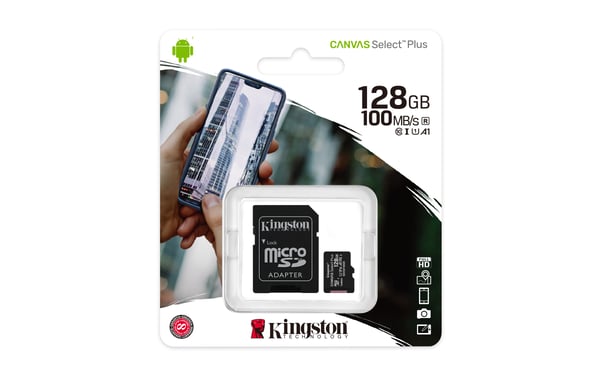 Kingston Technology Canvas Select 128 GB micSDXC Plus 100R A1 C10-kort + ADP