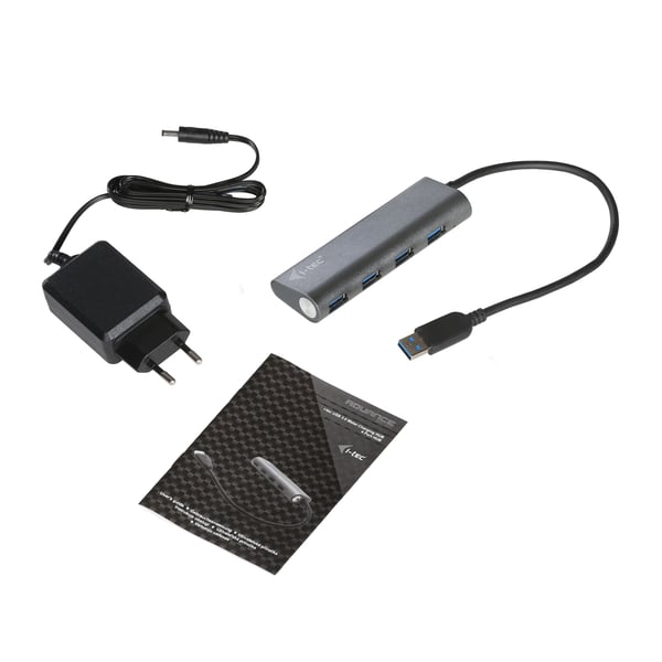 i-tec Metal U3HUB448 gränssnittshubbar USB 3.2 Gen 1 (3.1 Gen 1) Type-A 5000 Mbit/s Grå