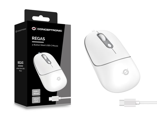 Conceptronic REGAS02W hiiri Universaali Molempikätinen USB Type-C Optinen 2400 DPI