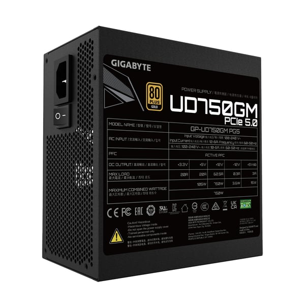 GIGABYTE UD750GM PG5 enhed til strømforsyning 750 W 20+4 pin ATX ATX Sort