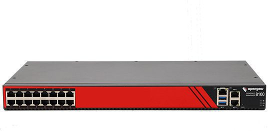 Opengear 16 serial ports, 2x 10GbE SFP+, 2x 1GbE, ARM 1.6GHz 2-core 2GB mem 32GB flash, TPM 2.0, Docker support, 5G cell modem, C14 power cord RS-232