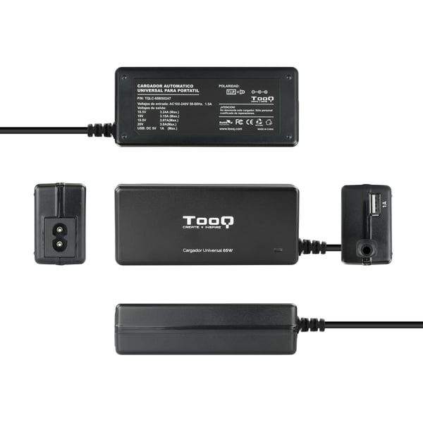 TooQ TQLC-65BS02AT strømadapter og vekselret Indendørs 65 W Sort