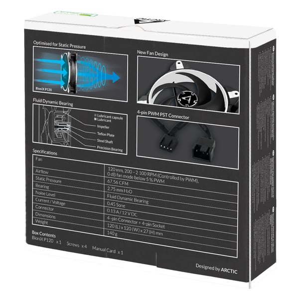ARCTIC BioniX P120 Computerkabinet Ventilator 12 cm Sort, Hvid