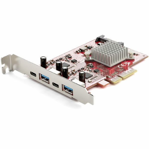 StarTech.com 4-ports USB PCIe-kort - 10 Gbps USB PCI Express-expansionskort med 2 styrenheter - 2x USB-C och 2x USB-A-portar (USB 3.2 Gen 2) - USB/USB-C PCI-e-kort - Helprofil