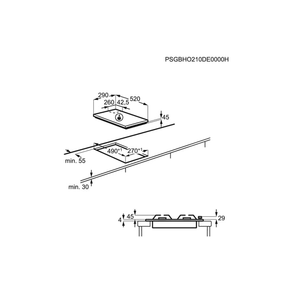 Electrolux EGC3322NVK Svart Inbyggd 29 cm Gas 2 zone(s)
