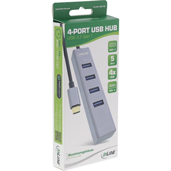 InLine 33271N interface hub USB 2.0 Type-C 5000 Mbit/s Grå