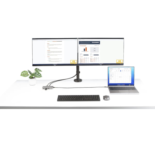 StarTech.com USB-C kolmimonitorinen Multiport-sovitin, kaksi 4K 60Hz + 4k 30Hz HDMI & DisplayPort, 3-porttinen
