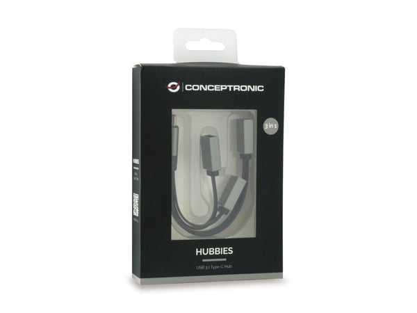 Conceptronic HUBBIES01G gränssnittshubbar USB 3.2 Gen 2 (3.1 Gen 2) Type-C 5000 Mbit/s Grå