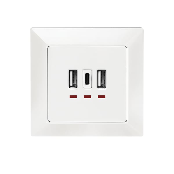 LogiLink PA0254 pistorasia 2 x USB A + 1 x USB C Valkoinen
