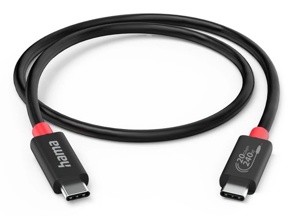 Hama 00200788 USB-kabel 1 m USB C 20 Gbit/sek. Sort Hama 00200788 USB-kabel 1 m USB C 20 Gbit/sek. Sort