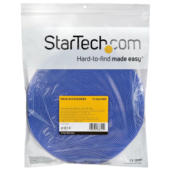 StarTech.com HKLP50BL nippuside Koukullinen ja lenkillinen nippuside Nailon Sininen 1 kpl