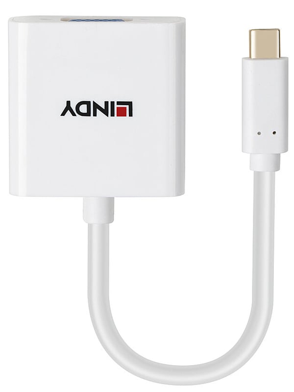 Lindy 43437 videokabel adapter 0,1 m USB Type-C VGA (D-Sub) Hvid