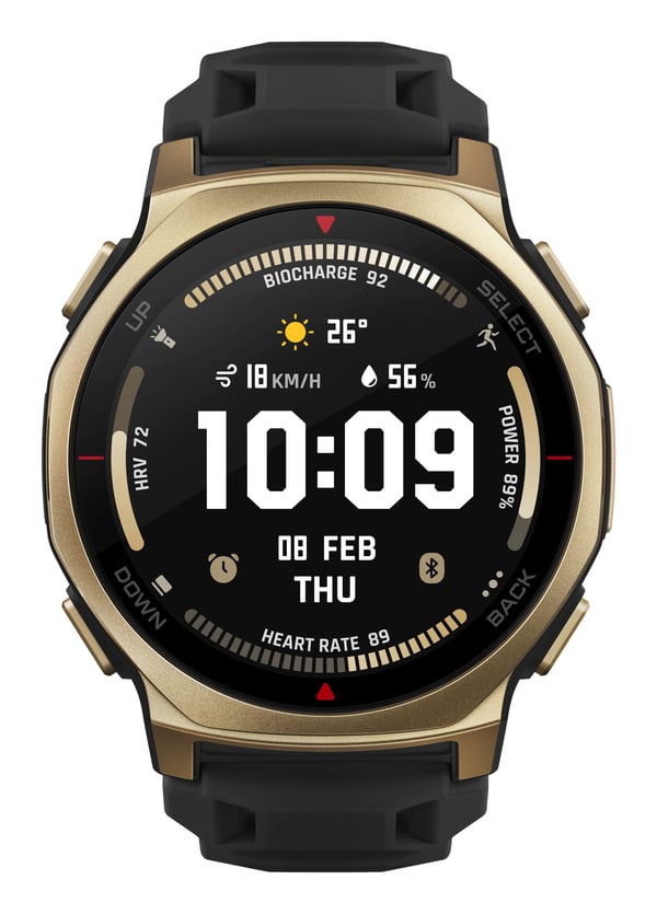 Amazfit T-rex 3 Pro 3,35 cm (1.32") AMOLED 44 mm Digitaalinen 466 x 466 pikseliä Kosketusnäyttö Kulta Wi-Fi GPS (satelliitti)