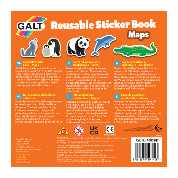 Galt Toys Reusable sticker book - maps
