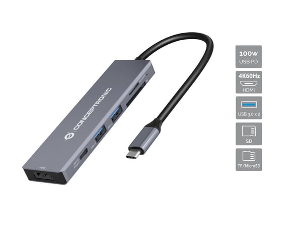 Conceptronic DONN23G dockingstation Ledningsført USB 3.2 Gen 1 (3.1 Gen 1) Type-C Grå Conceptronic DONN23G dockingstation Ledningsført USB 3.2 Gen 1 (3.1 Gen 1) Type-C Grå