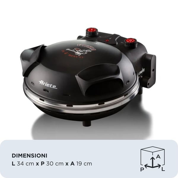 Ariete 0917/00 pizzajärn och pizzaugn 1 pizza/pizzor 1200 W Svart