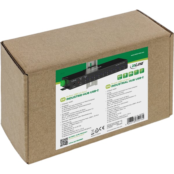 InLine 35396F gränssnittshubbar 2 x USB 3.2 Gen 1 (3.1 Gen 1) Type-B 5000 Mbit/s Svart