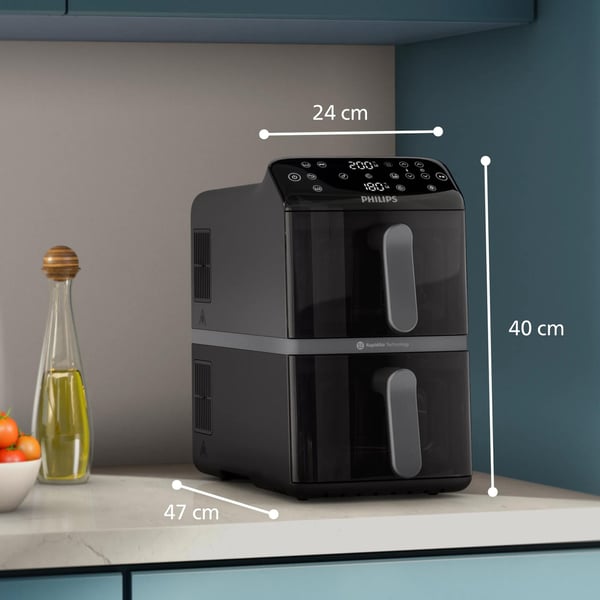 Philips 4000 series NA460/00 fritös Dubbel 10 l Fristående 2750 W Varmluftsfritös Svart, Grå