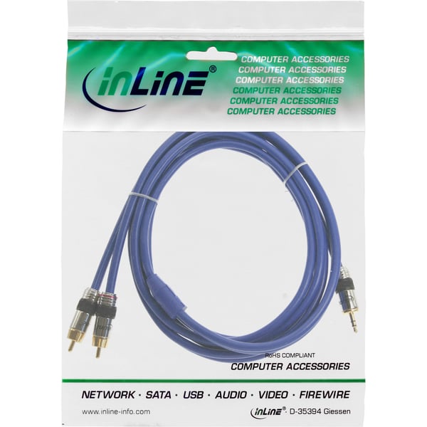 InLine 4043718032006 audiokaapeli 2 m 2 x RCA 3.5mm Sininen