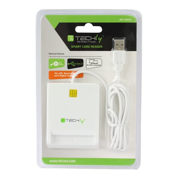 Techly Compact Smart Card Reader/Writer USB2.0 White I-CARD CAM-USB2TY läsare smarta kort inomhus USB Vit