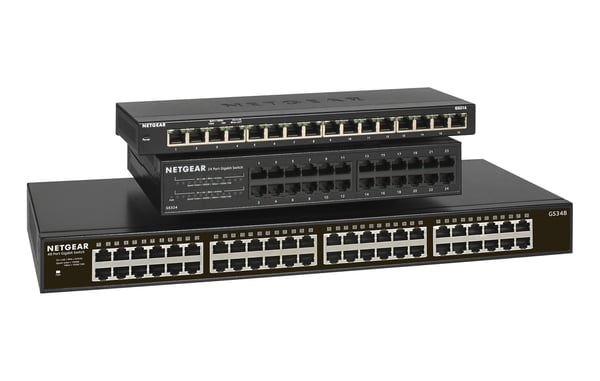 NETGEAR GS348 Hallitsematon Gigabit Ethernet (10/100/1000) 1U Musta