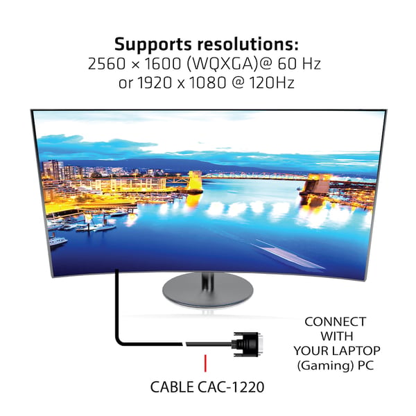 CLUB3D DVI-D DUAL LINK (24+1) CABLE BI DIRECTIONAL M/M 3m 9.8 ft 28AWG DVI kabel Sort