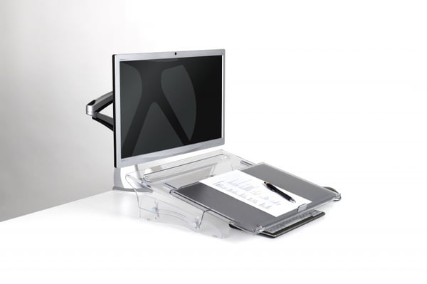 BakkerElkhuizen FlexDesk 640 dokumentholder Plast, Gummi, Stål Lys grå, Transparent