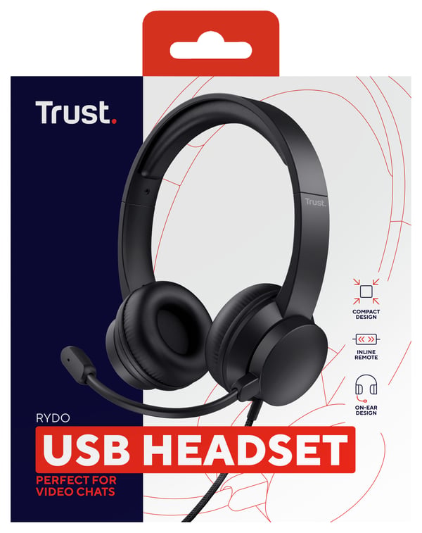 Trust Rydo Headset Kabel Huvudband Samtal/musik USB Type-A Svart