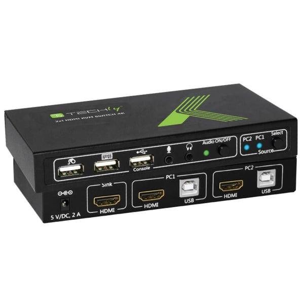 Techly 2x1 USB HDMI KVM Switch 4Kx2K IDATA KVM-HDMI2U KVM-switchar Svart
