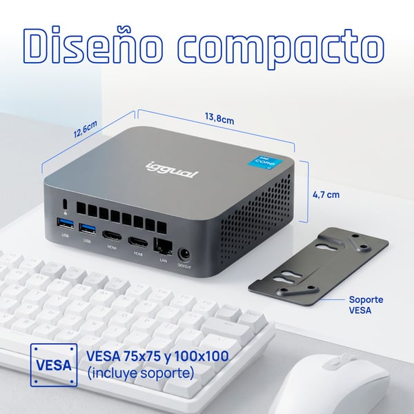 iggual Teseracto Pro Intel® Core™ i5 i5-1235U 16 GB DDR4-SDRAM 512 GB SSD Mini PC Mini-PC Svart