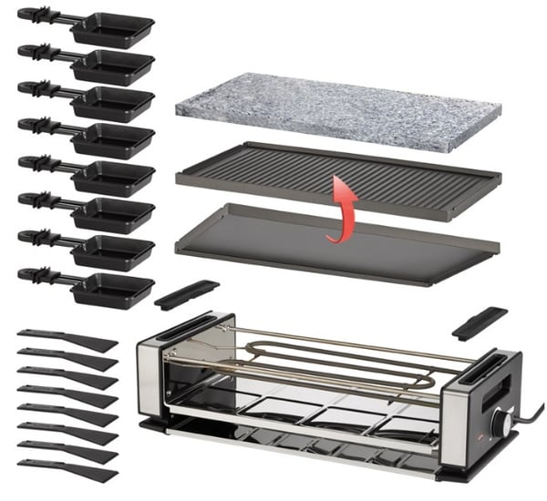Unold 48760 raclettepannu 8 henkilö(t) 1200 W Musta, Ruostumaton teräs