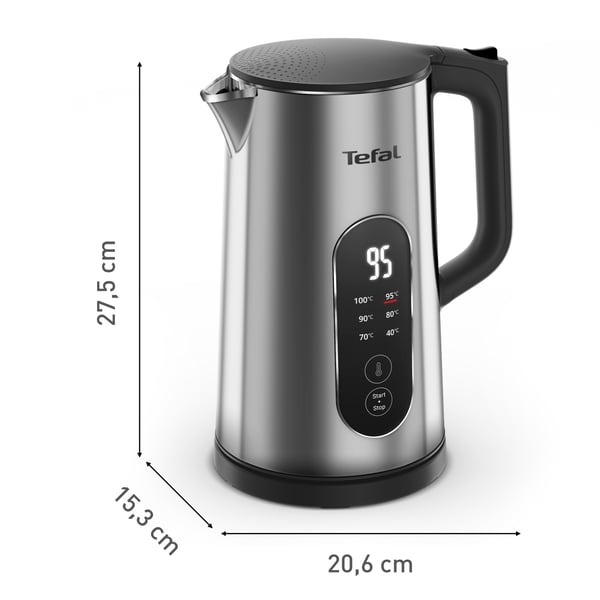 Tefal Selection KI871DE0 vedenkeitin 1,7 L 1500 W Musta, Ruostumaton teräs
