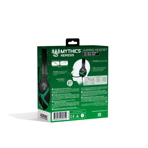 Konix 61881110850 hörlur och headset Kabel Huvudband Spela Svart, Grön